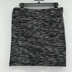 FIFTEEN TWENTY Knit Pencil Skirt Black White Heathered Print Size L
